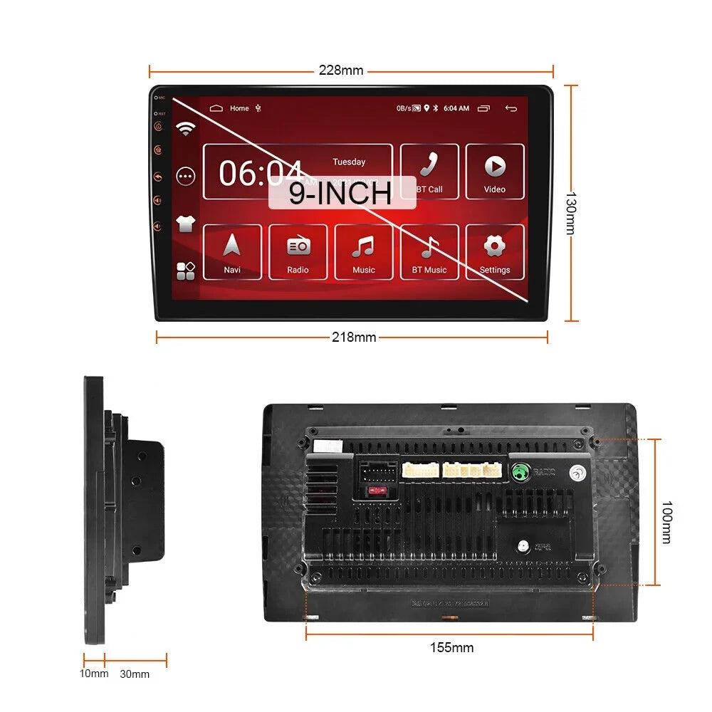 9" Android Car Stereo DSP AM/FM Radio GPS Navigation 4+32G Universal Double Din 1280X720 QLED Screen Wireless  Carplay Android Auto in-Dash Head Unit Multimedia Player,elements,Play Store,YouTube