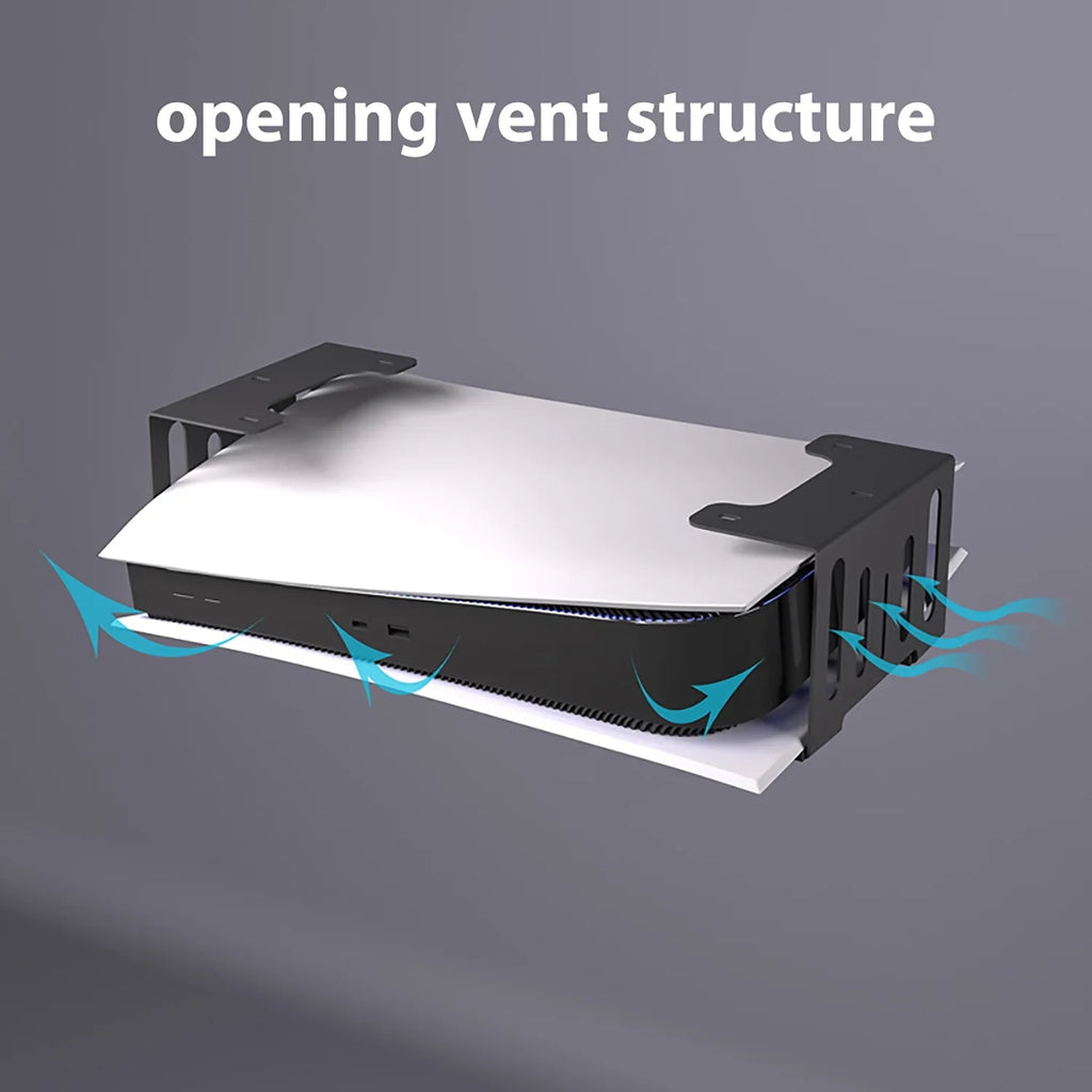 Liboer Under Desk Holder for PS5 Console, Strong Metal Material, Save Space Mounting, Black