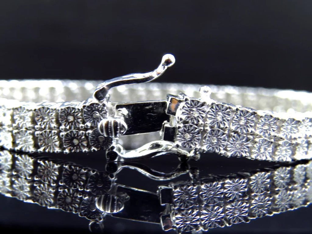 2 Row Diamond 8 Inch Bracelet Plated in White Gold