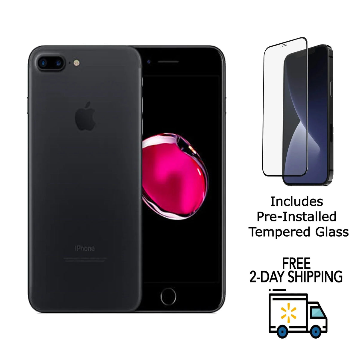 Restored  iPhone 7 Plus A1661 (Fully Unlocked) 32GB Matte Black w/ Pre-Installed Tempered Glass (Refurbished)