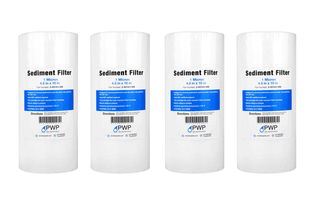 Sediment Melt Blown aqua Filter Cartridge Standard 4.5x10" 1 Micron 4 Pack