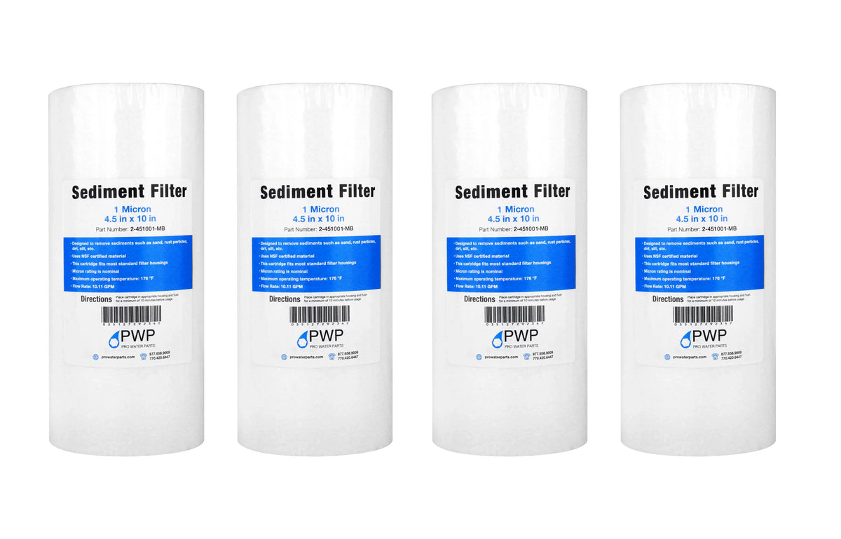 Sediment Melt Blown aqua Filter Cartridge Standard 4.5x10" 1 Micron 4 Pack