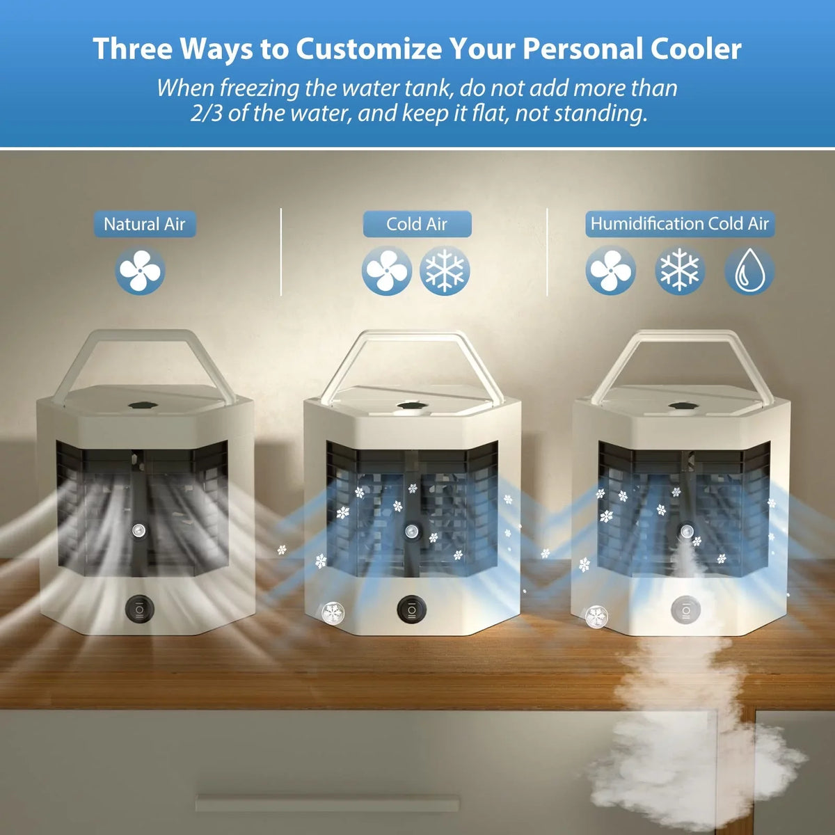YHAIOGS Mini Portable Air Cooler Personal Space Cooler Easy to Fill aqua and Led Light and Portable Air Conditioner Device Cool Any Space Like Home office