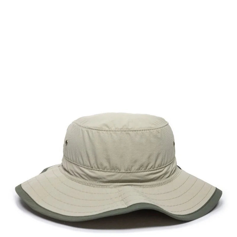 Outdoor Cap BH-600 Sunblock Explorer Hat Leather Chin Cord Khaki
