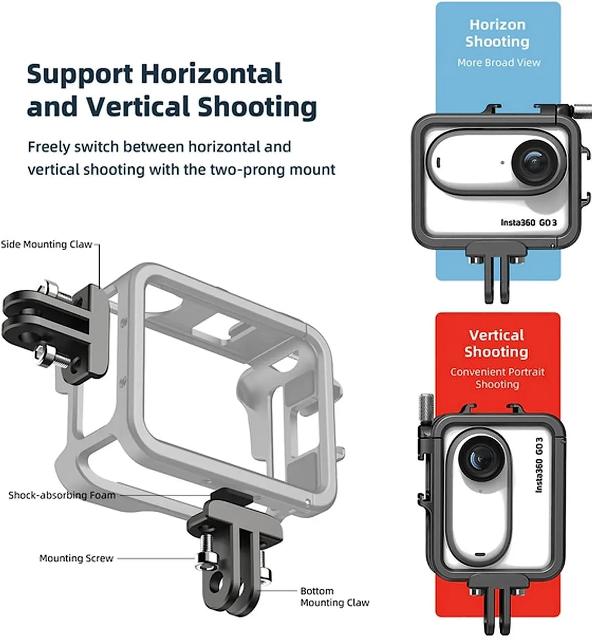 Ferbao Aluminum Alloy Frame Cage appropriate with Insta360 GO 3,Metal Protective Housing Camera Case Frame Shell