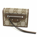 Pre-Owned Gucci Balenciaga GUCCI x The Hacker Project Neo Classic GG Supreme Canvas Leather Beige Ebony 681708 Trifold Wallet Small (Like New)