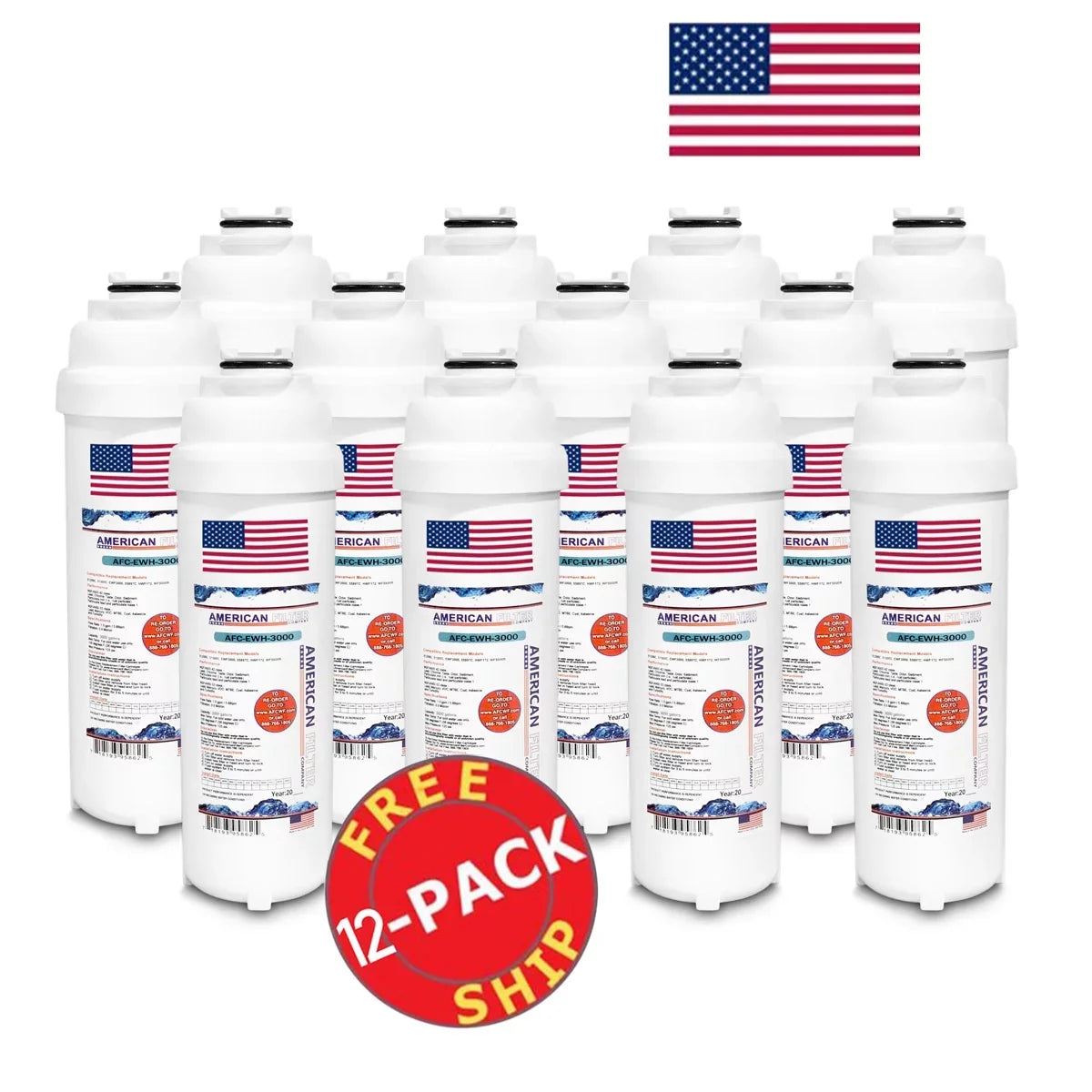 AFC Brand , moisture Filter , Model # AFC-EWH-3000 , suitable with HACG8SS-WF - 12 Filters - Made in U.S.A.