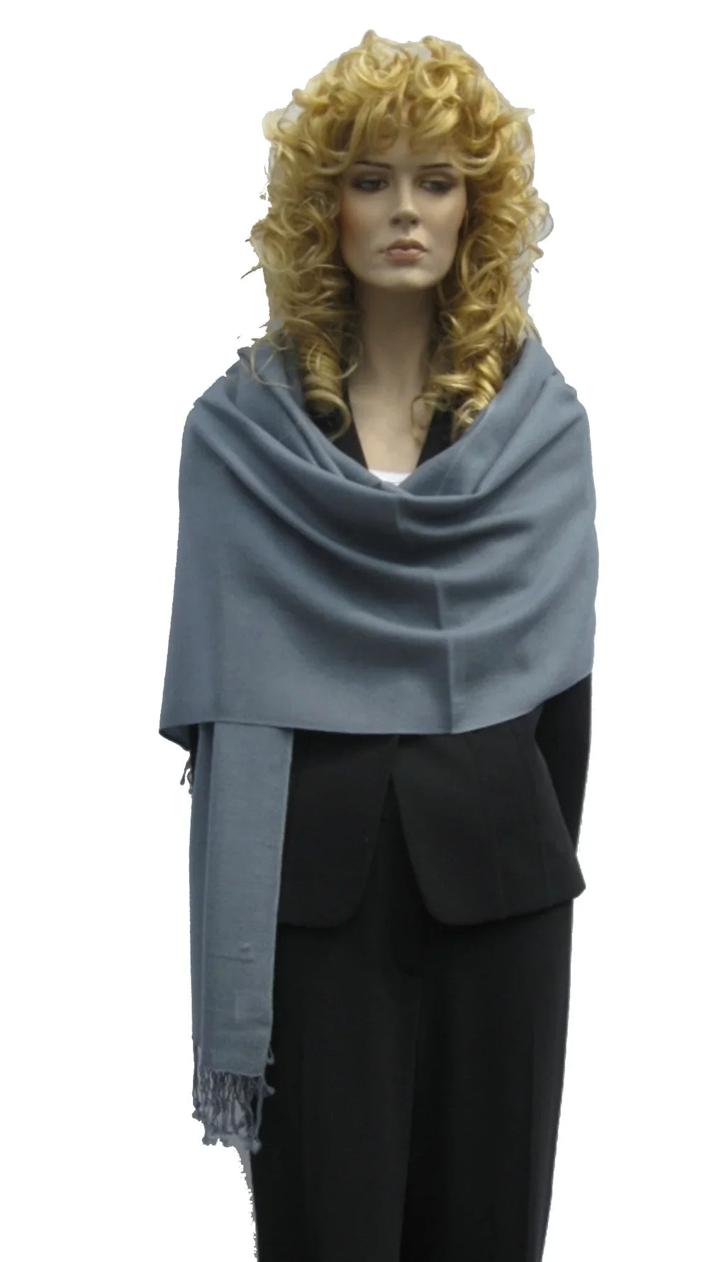 Shawl/Shawls/Scarf/Scarves/Wrap/Stole/Muffler/Cape/Ruana/Blanket/Throw/Pashmina Shawl/Cashmere Scarf/Wool/Silk (Slate Grey Regular Shawl)