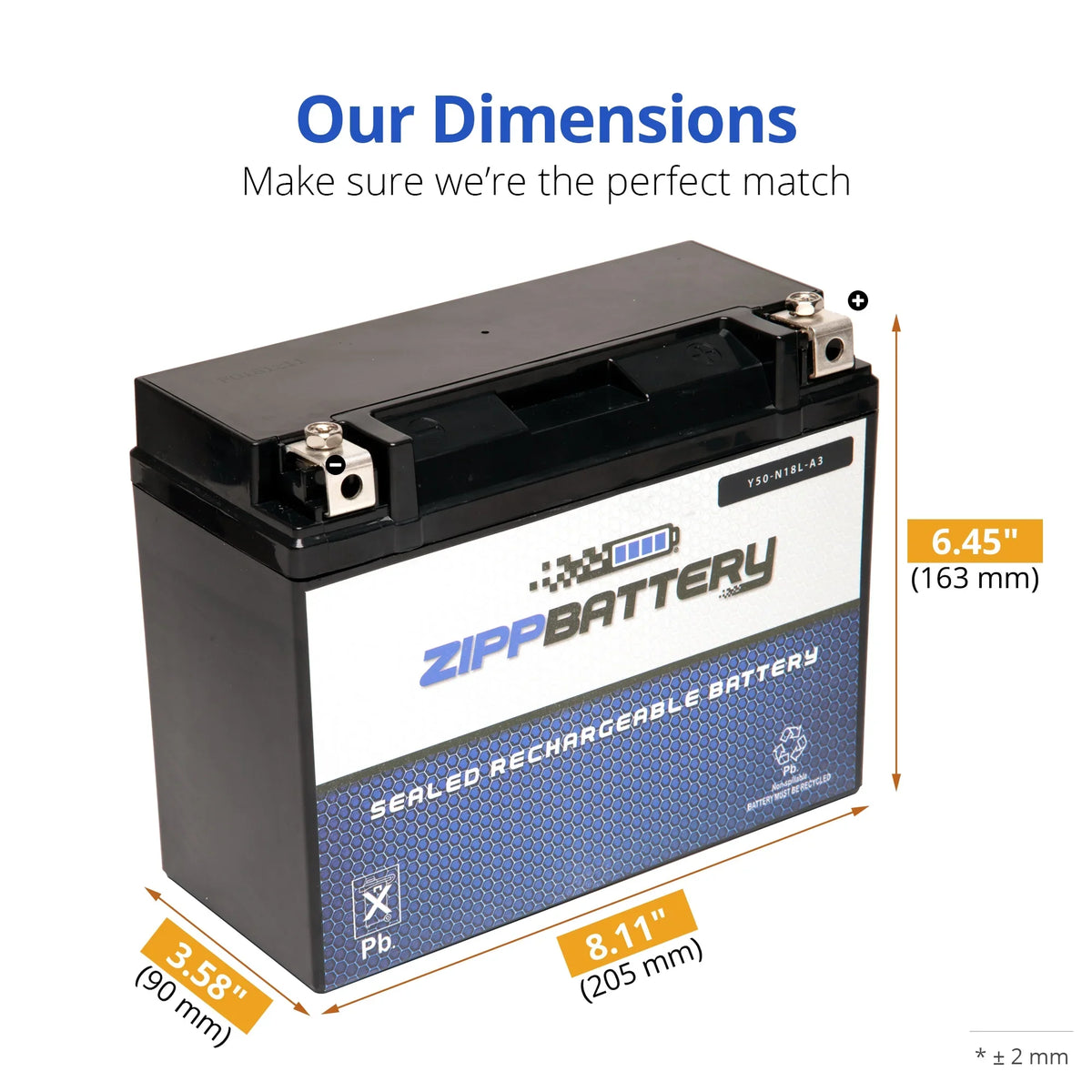 Zipp Battery Y50-N18L-A3 (50-N18L-A3 12 Volt,20 Ah, 260 CCA) Motorcycle Battery for  800cc R80gs R80st 1981