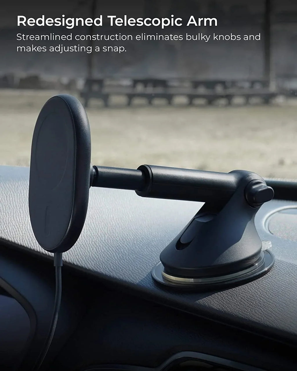 iOttie Velox MagSafe matching Magnetic Wireless Charging Dash & Windshield Mount, Black, Plastic