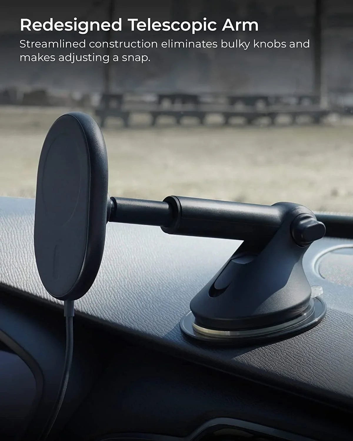 iOttie Velox MagSafe matching Magnetic Wireless Charging Dash & Windshield Mount, Black, Plastic