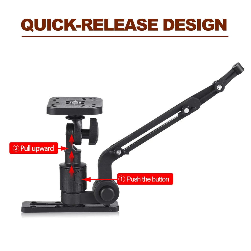 Tomshoo Durable Kayak craft Transducer Mounting Arm, Fish Finder Mount Base Adapter, 360 Degree Swivel
