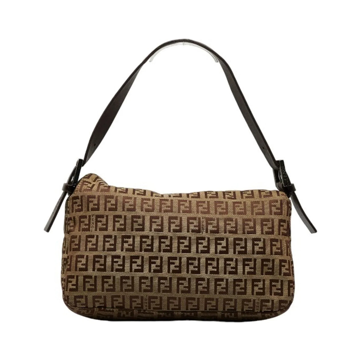 Pre-Owned FENDI Zucchino Mamma Bucket Shoulder Bag 8BR003 Brown Canvas Leather Women's (Fair)