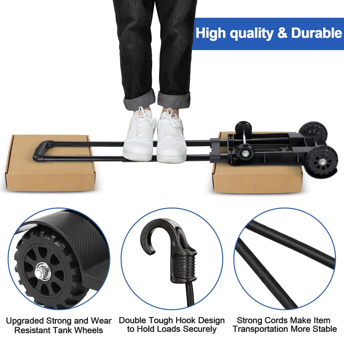 Black. siisll Big Capacity Heavy Duty Folding Hand Truck Luggage Cart for Moving Lightweight Utility Cart for Luggage Folding Cart with Wheels Collapsible Platform Cart for Home, Office and Travel Use