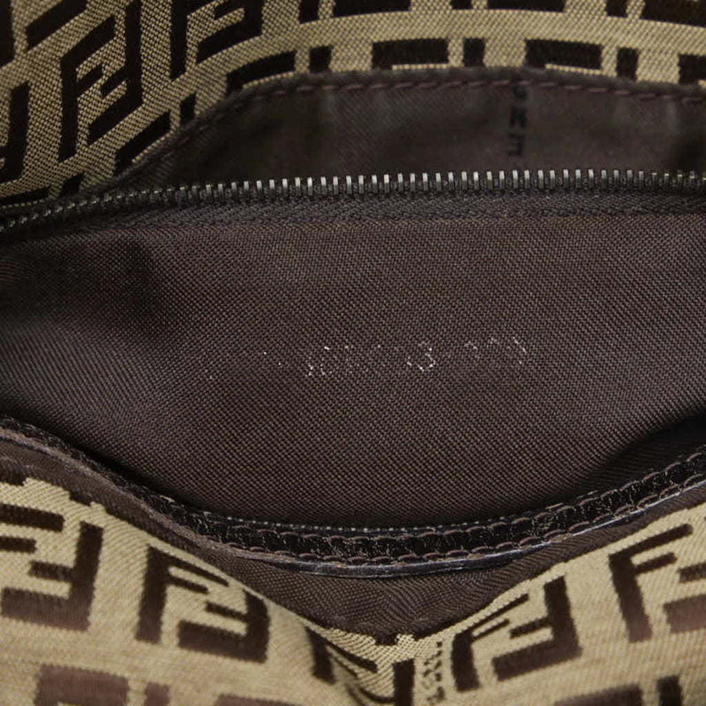 Pre-Owned FENDI Zucchino Mamma Bucket Shoulder Bag 8BR003 Brown Canvas Leather Women's (Fair)