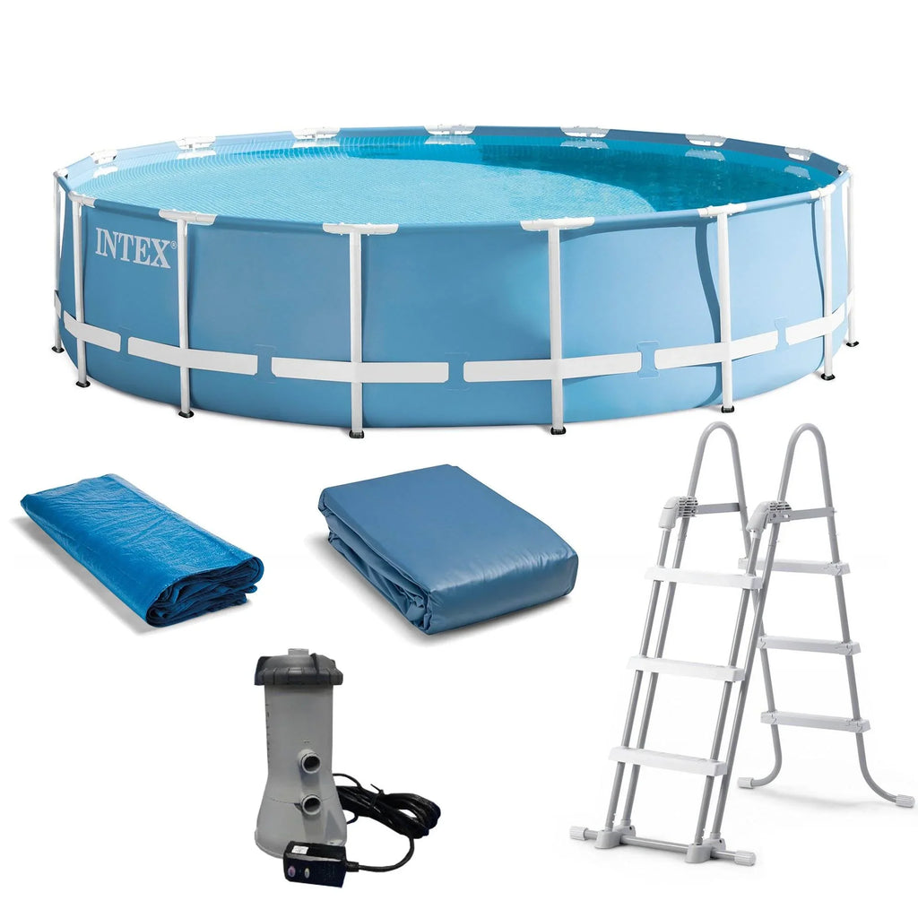 Intex 15 Feet x 48 Inches Prism Frame Pool Set with Ladder, shield, & Pump (Used)