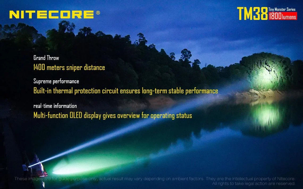 Outdoor Value Pack: Nitecore TM38 Searchlight  and  E4K Flashlight -Both can be Recharged on the go or at home