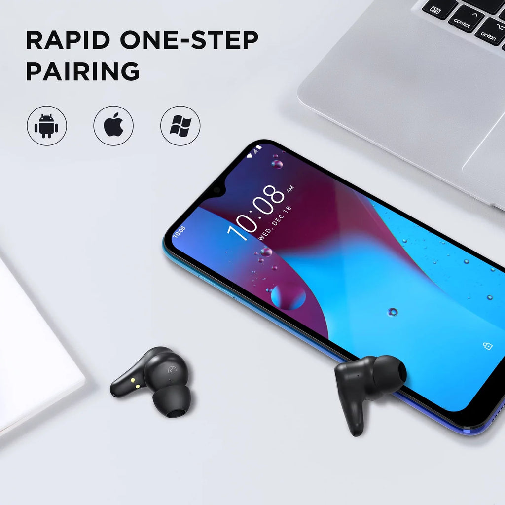 HTC True Wireless Earbuds Plus - Active Noise Cancellation IPX5 aqua impervious Bluetooth 5.0 Headphones with ENC, 24-Hour Playtime, Stereo in-Ear Touch Control Wireless Earphones