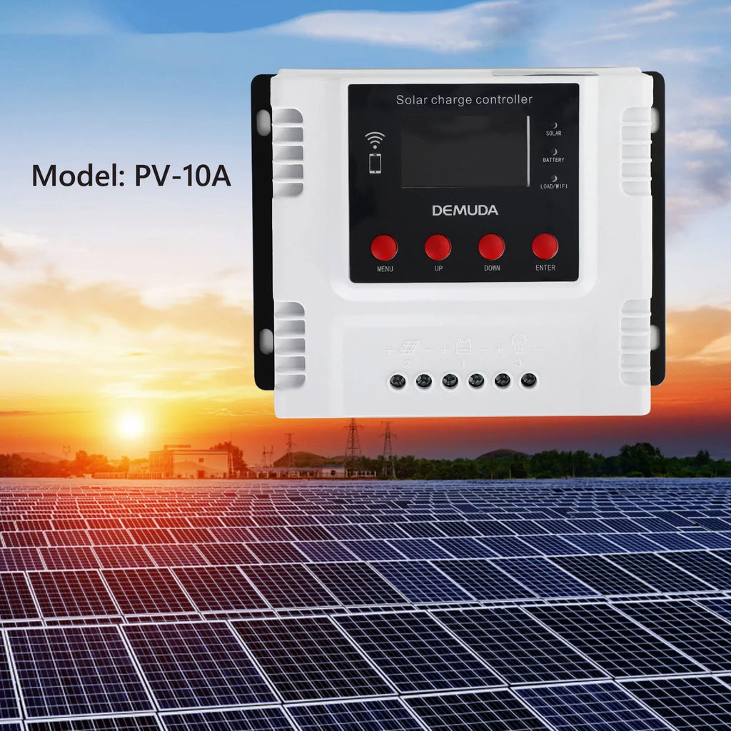 10A 12V 24V 48V Solar Charge Controller With Wifi Monitor PWM LCD Regulator