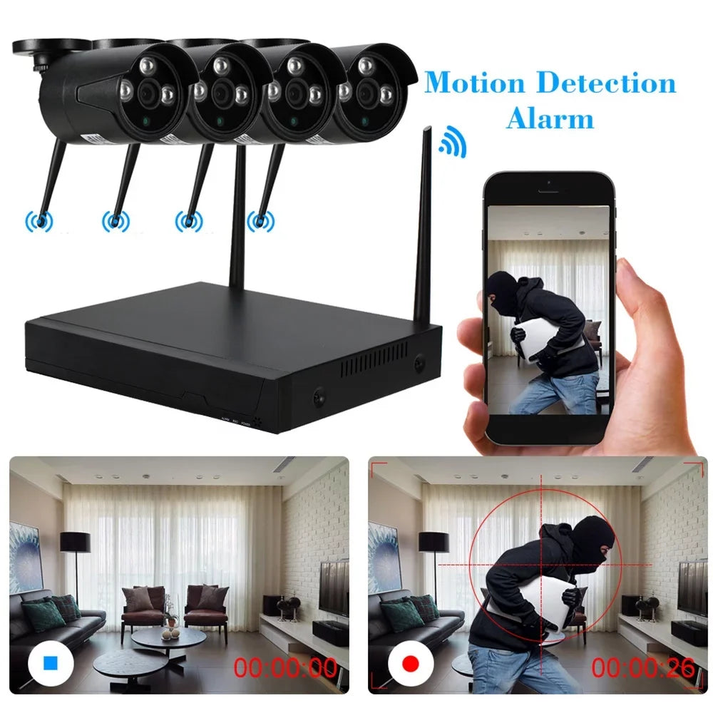Dadypet 4CH 1080P WiFi NVR Kit with 4pcs Wireless IP Camera for CCTV System