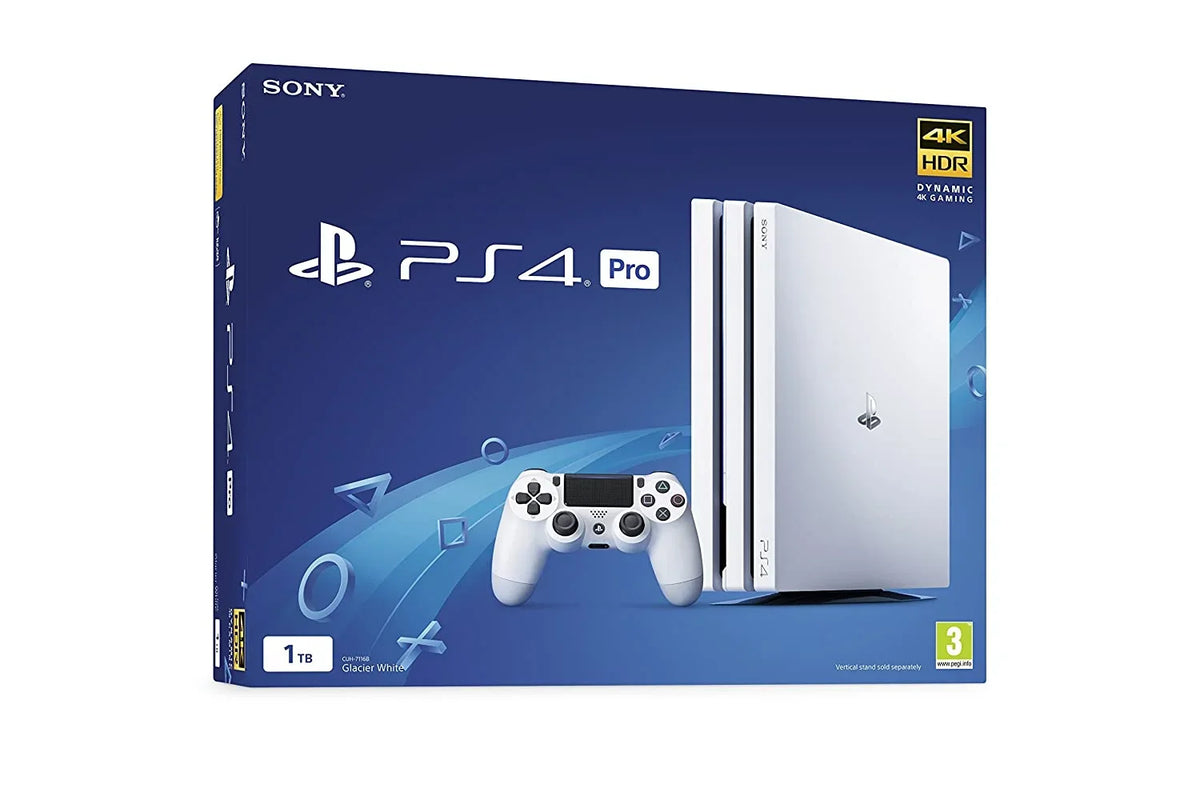 PlayStation 4 Pro 1TB Only White Gaming Console with HDMI Cable BOLT AXTION Bundle Like New