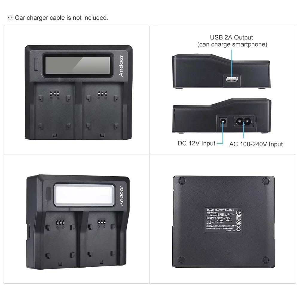 Suzicca NP-FZ100 Dual Channel LCD Battery Replacement for  A7III A9 A7RIII A7SIII