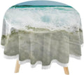SKYSONIC Summer Sea Wave Round Tablecloth 60inch Indoor Wrinkle Free, Tropical Ocean Circular Lace Table wrap Washable for Kitchen Party BBQ Dining Decor
