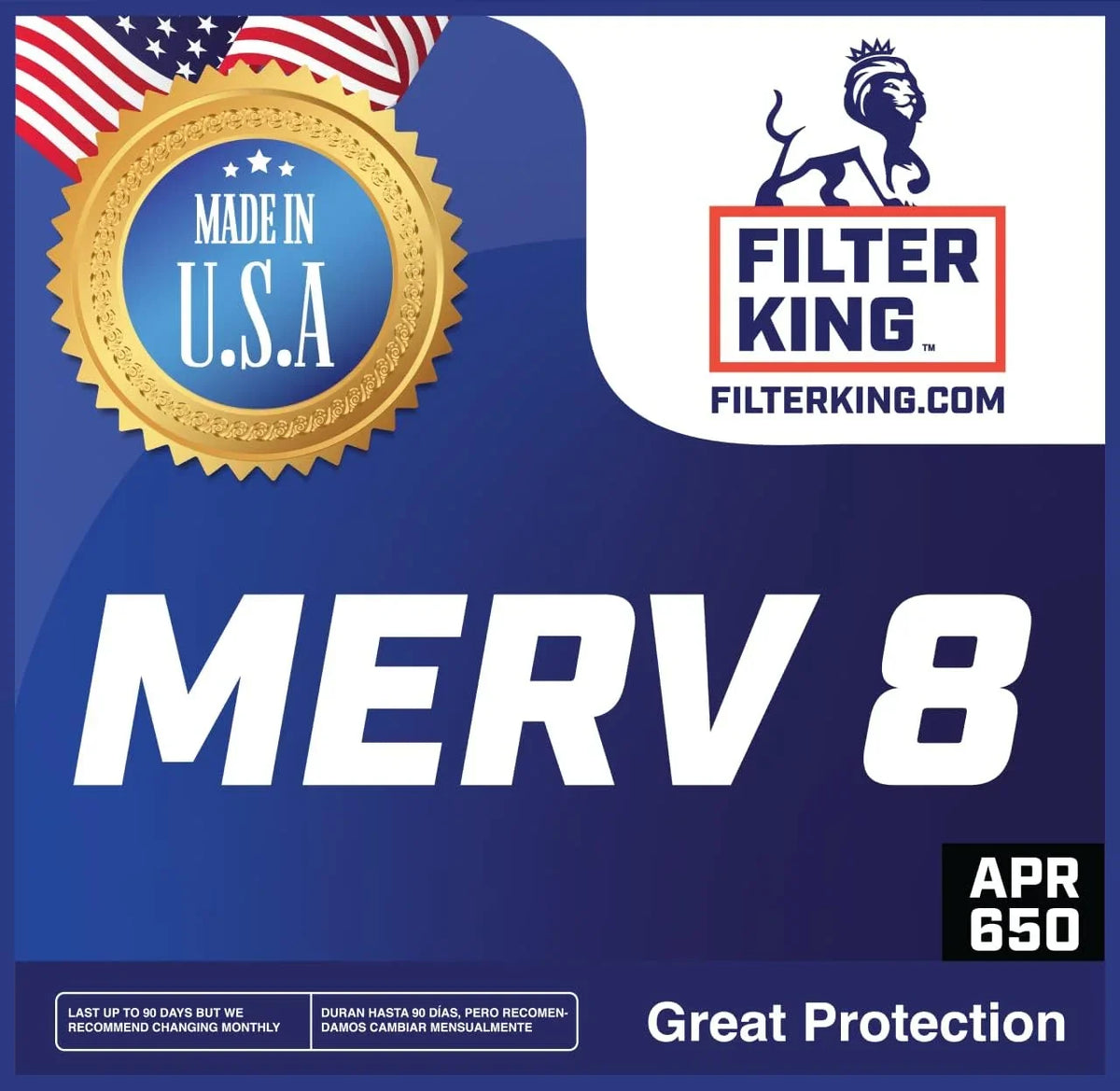 Filter King 12x32.5x1 Air Filter | 4-PACK | MERV 8 HVAC Pleated A/C Furnace Filters | MADE IN USA | Actual Size: 12 x 32.5 x .75"