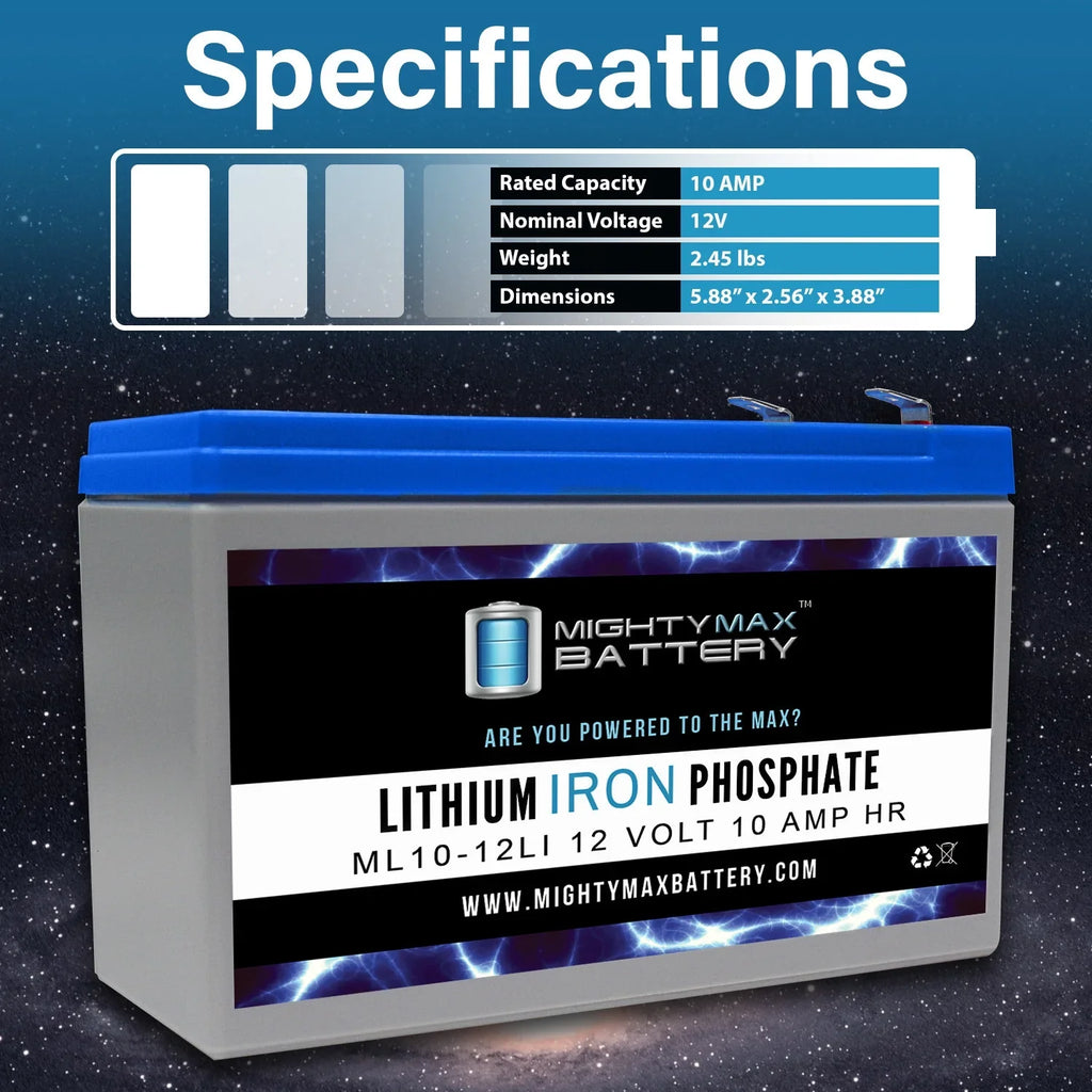 12V 10AH Lithium Replacement Battery matching with Marcum VS385 C - 3 Pack