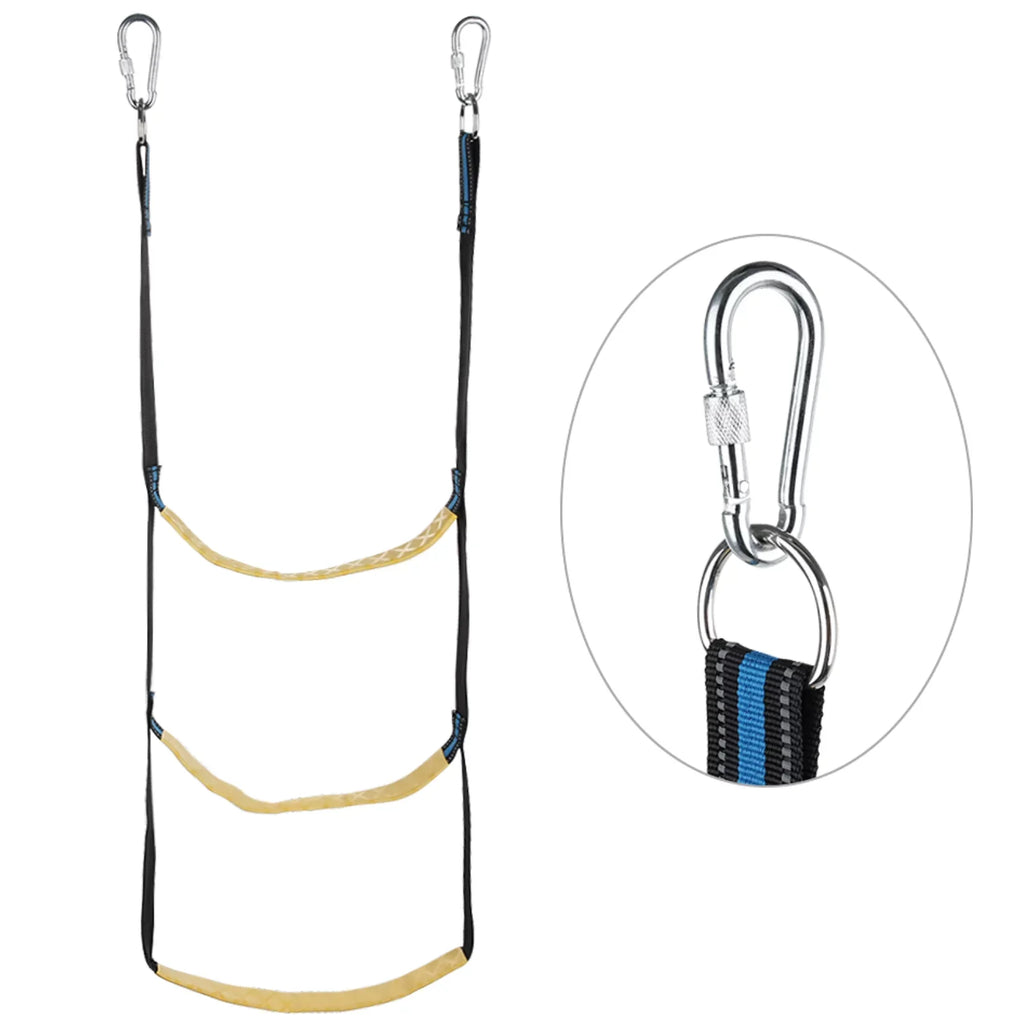 Marine ship Rope Ladder, 3-Step Portable Rope Boarding Ladder, Folding Climbing Ladder for Inflatable vessel, Sailboat, Kayak, Canoeing, Motorboat