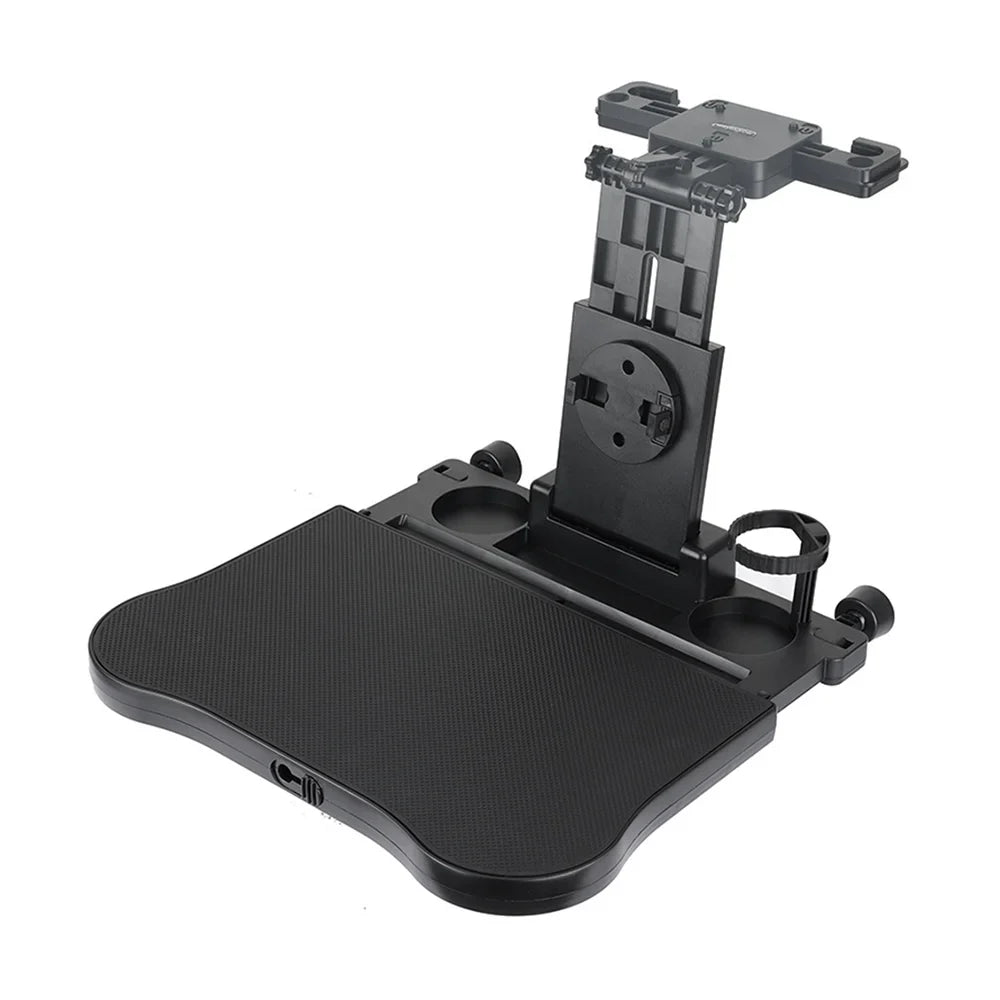 Carevas Adjustable Car Seat Travel Table Multifunctional Foldable Car Back Seat Food Tray, Car Table with Phone Holder for Working, Writing, Eating Black