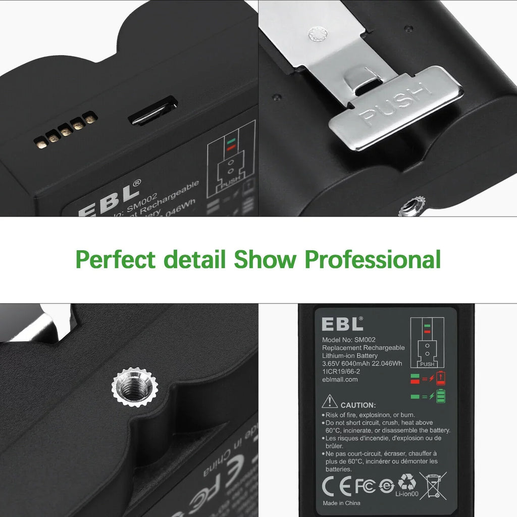 EBL 5-Pack Rechargeable Doorbell Replacement Battery appropriate with Ring Video Doorbell 2/3/3 Plus/4, Spotlight Cam, Stick Up Cam, for Ring Doorbell Camera, Backup Batteries 6040mAh 3.65V