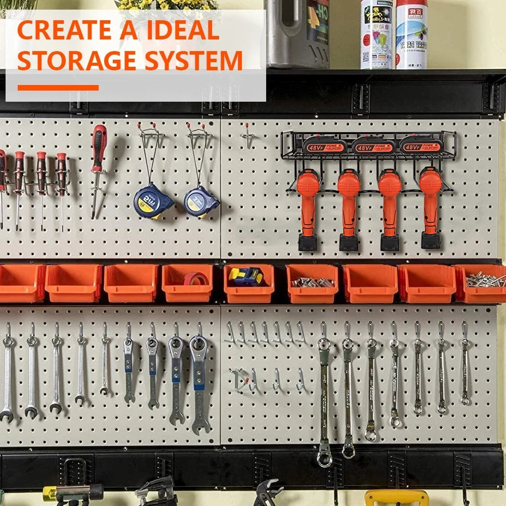 Power Tool Organizer, Wall Mounted Drill Storage Rack for Handheld & Power Tools, Heavy Duty Compact Steel Power Tool Holder