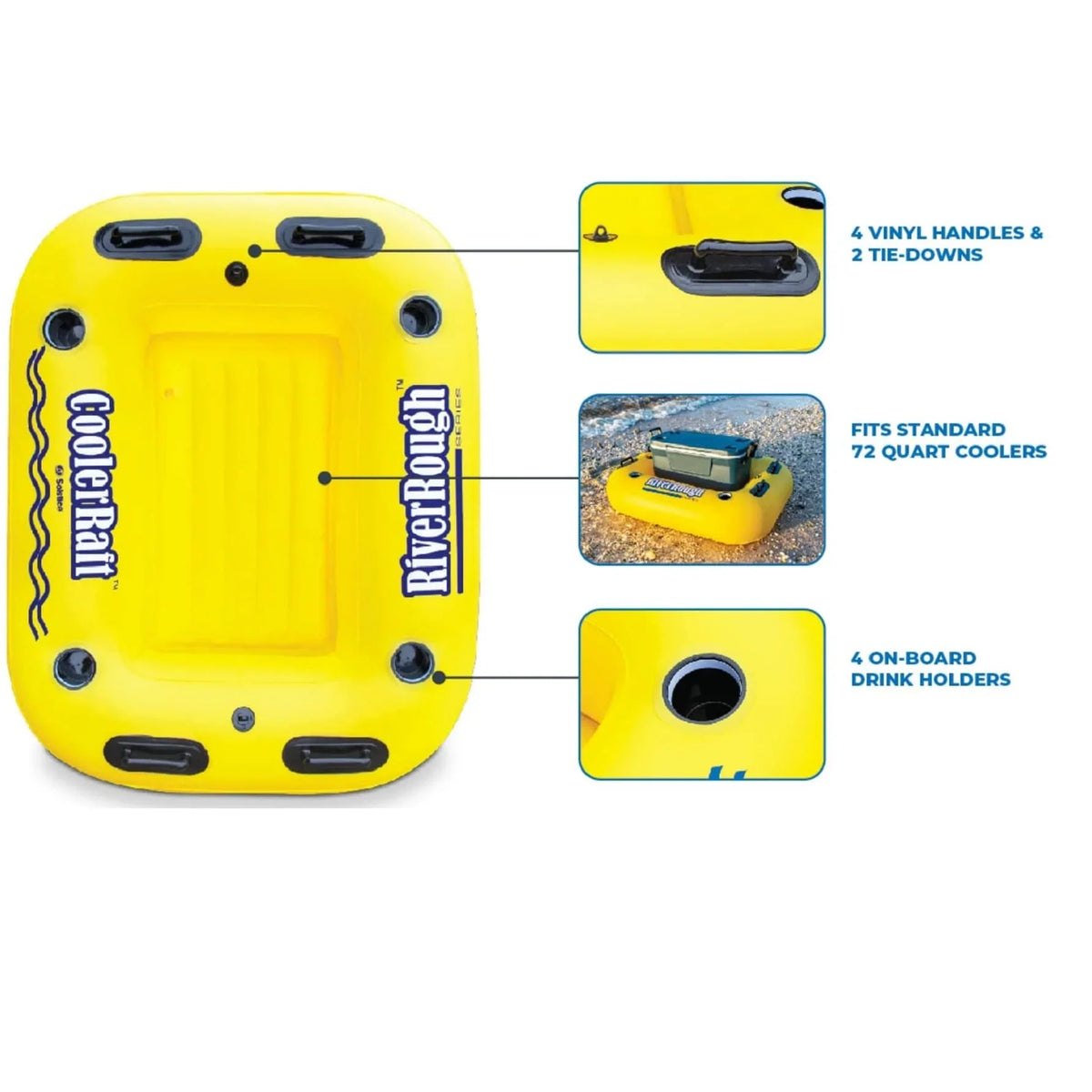 55" Inflatable Yellow and Black Swimming Pool Cooler Raft Float