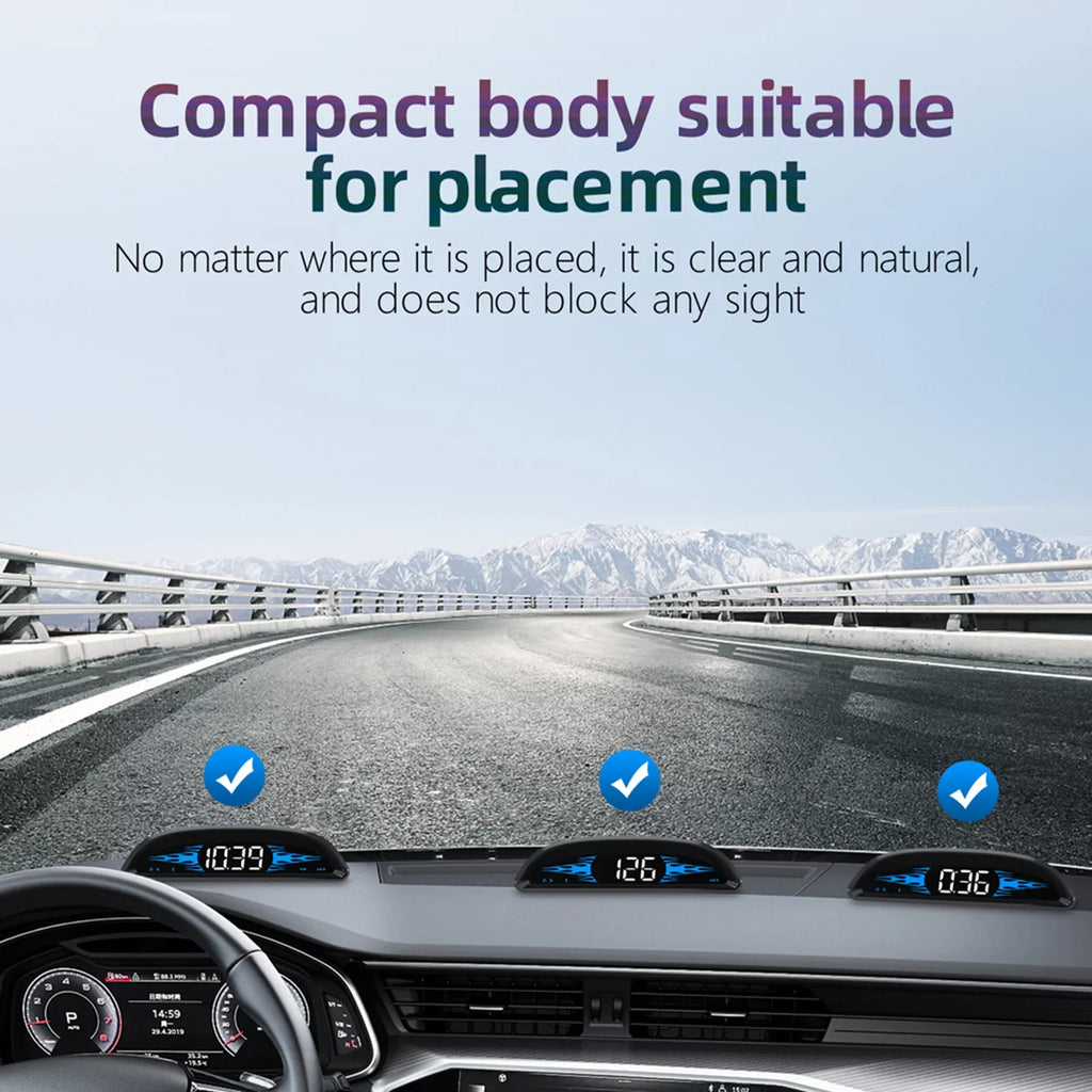 Walmeck Car Head-up Display Digital GPS Navigation Speedometer GPS Dual System Display Screen with Speed/Time/Direction/Mileage Vehicle Overspeed Alarm Fatigue Driving Alarm