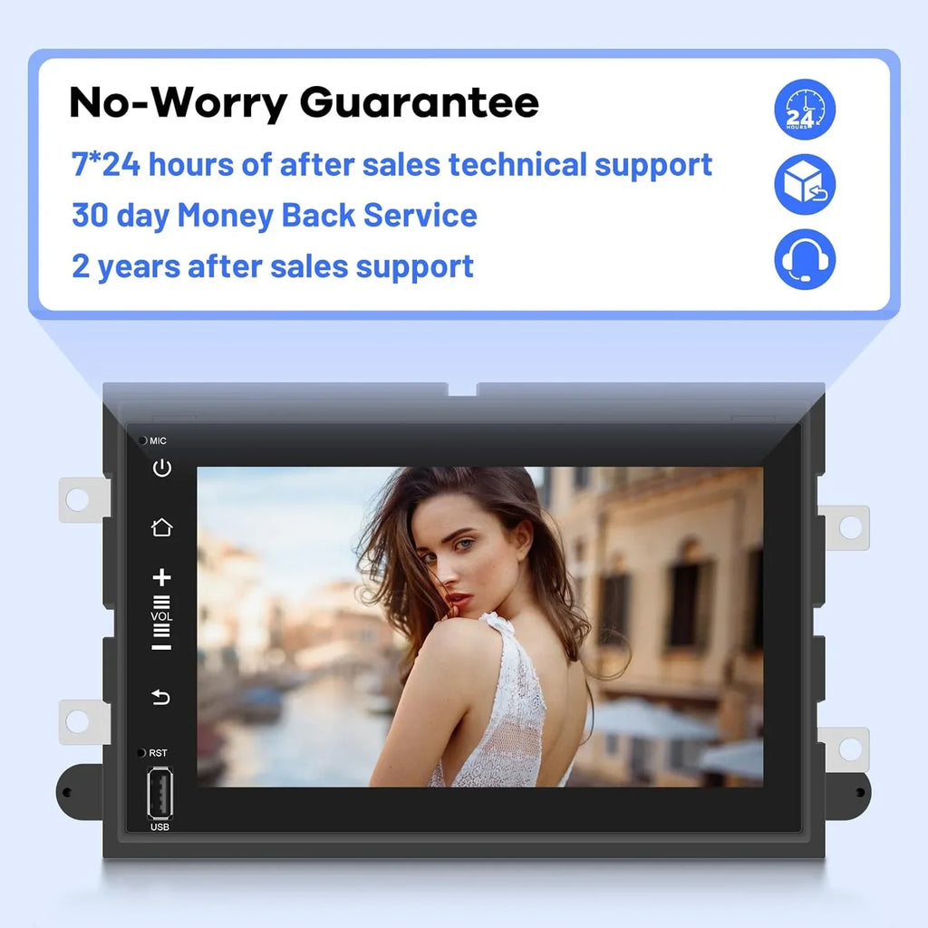 THONZER Android Car Radio for  F150 F250 F350 Fusion Edge Explorer Taurus Freestar, [1G+16G] 7 inch Touch Screen Stereo, Bluetooth/SWC/EQ Audio/1080P +Backup Camera