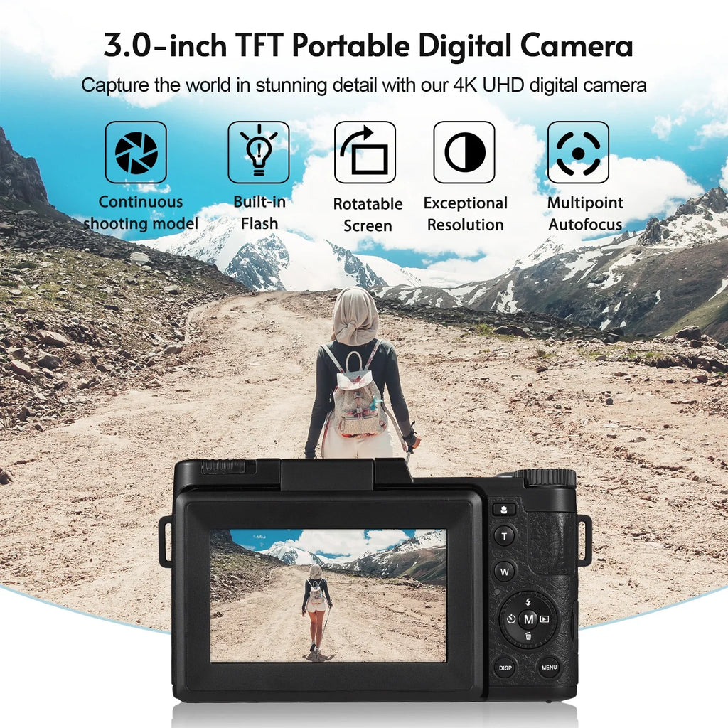 Andoer-2 Digital camera,TFT Rotatable Screen Rotatable Screen 48MP  16X Support 3.0-inch TFT Rotatable 2pcs Batteries Screen 48MP 4K Camera 3.0-inch TFT Portable Camera 3.0-inch 48MP 4K  dsfen