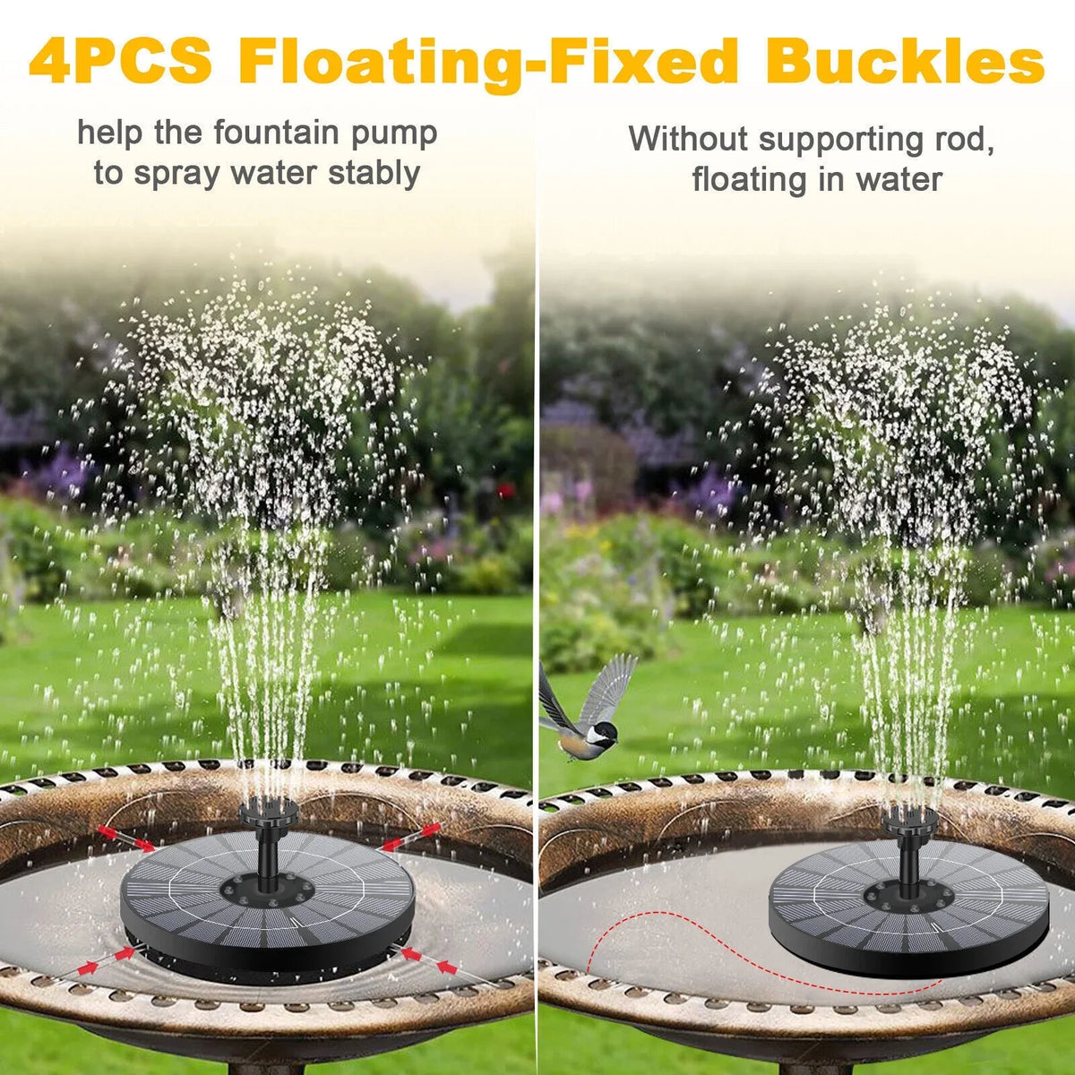 Solar Power moisture Fountain Pump Bird Bath 6LED Floating Pond Pool Outdoor Garden