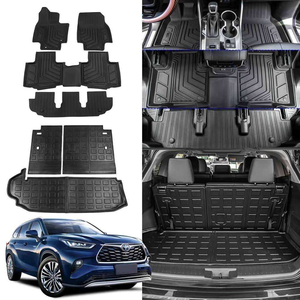 Fit 2020-2024  Highlander Floor Mats Trunk Mat Cargo Liner 2023 7 Seats Highlander Accessories