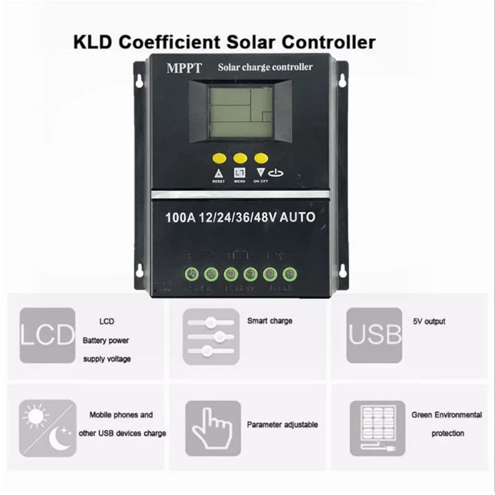 Lixada Solar Controller Automatic Voltage Identification for Rechargeable Battery Leadacid Cell LCD Display Off-grid Electrical Power Generating Systems