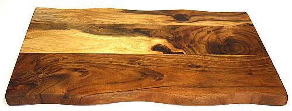 Mountain Woods Brown Solid Acacia Hard Wood Hand Crafted LIVE EDGE Cutting Board | Cahruterie Board | Serving Tray  - 16" (﻿Limit 5 Per Order)