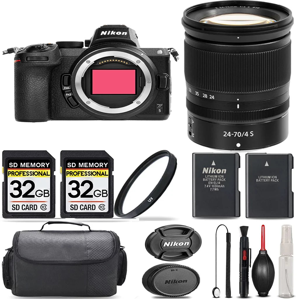 Z5 Mirrorless  with 24-70mm f/4 S Lens + 64GB Storage + UV Filter + Extra Backup Battery + Case + Cleaning Kit - International Version