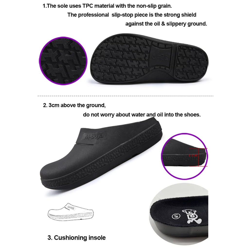 FULORIS Slip immune Kitchen Shoes Oil immune Chef Shoes for Men Adult