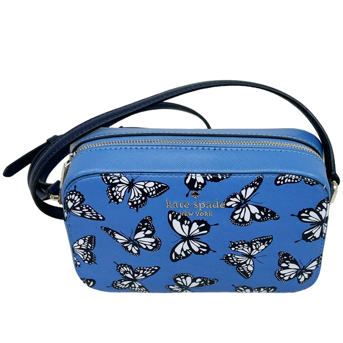 Kate Spade Staci Butterfly Mini Camera Bag Zip Crossbody Sky Blue Multi