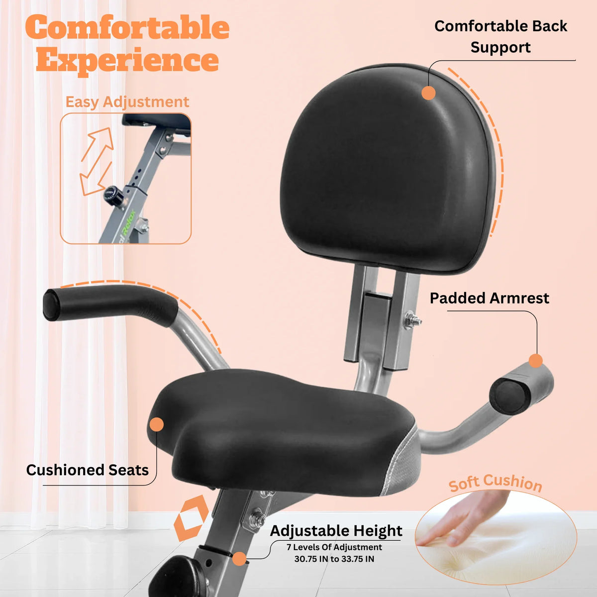 Exercise Bike, 3 in 1 Stationary Bike Upright Recumbent Folding Home workout, 260 LBS Capacity, Back and Arm Rest, Heart Rate LCD Sensor, 8 Levels of Adjustment Fitness Cardio Cycle