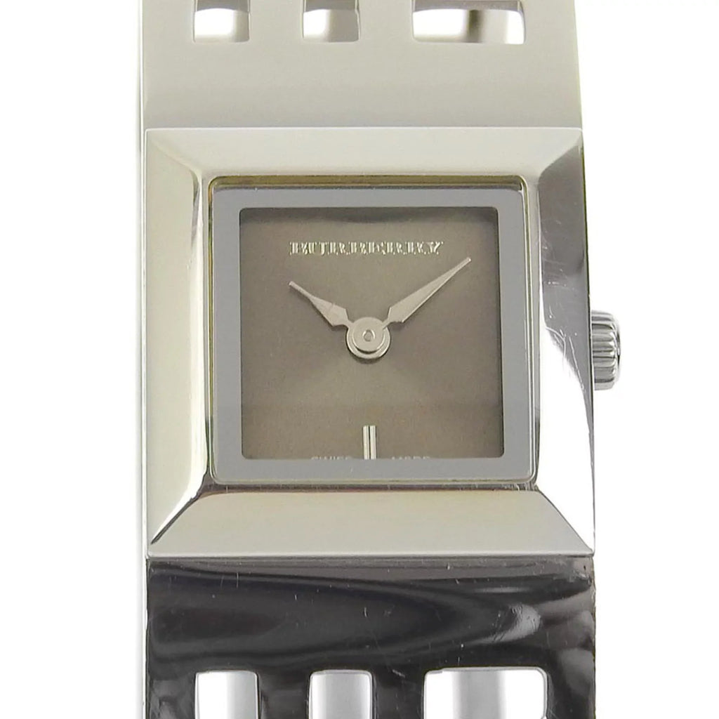 Pre-Owned BURBERRY Burberry Heritage Bangle Watch BU4701 Stainless Steel Silver Quartz Analog Display Ladies Brown Dial (Fair)