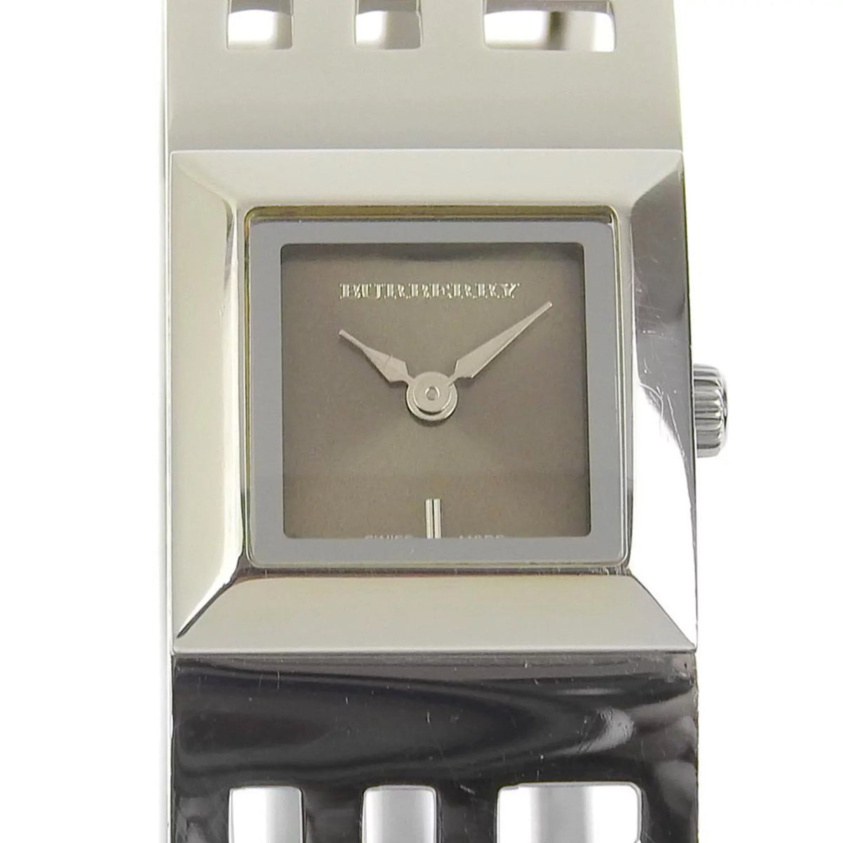 Pre-Owned BURBERRY Burberry Heritage Bangle Watch BU4701 Stainless Steel Silver Quartz Analog Display Ladies Brown Dial (Fair)