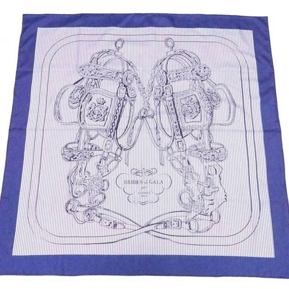 Pre-Owned Hermes HERMES scarf Carre 90 BRIDES de GALA silk navy x white ladies (Good)