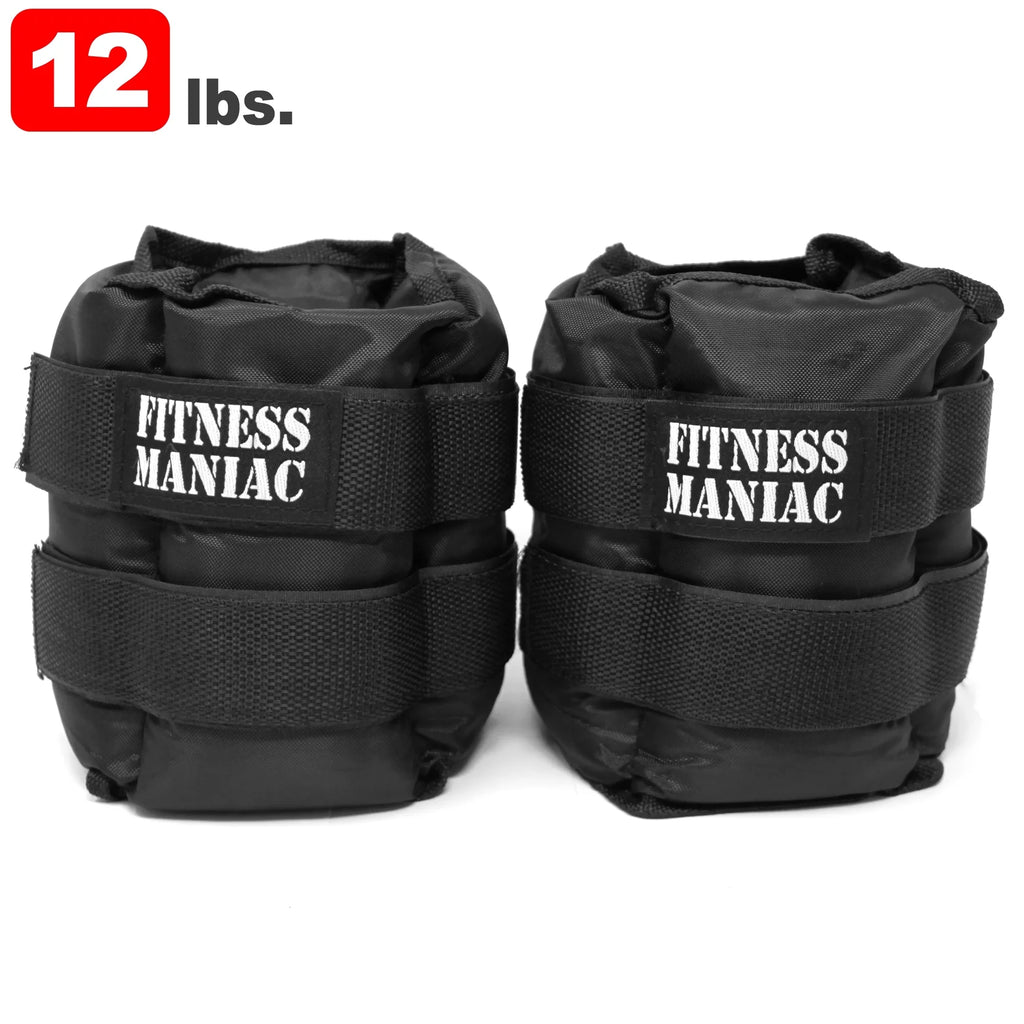 Fitness Maniac Ankle Weights Leg protected Adjustable Strap Home Gym Strength Training 12 lbs