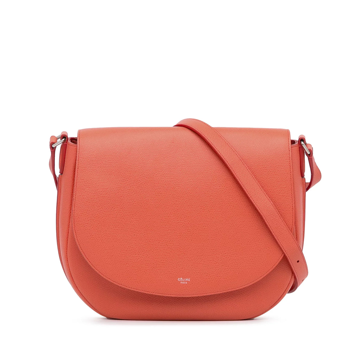 Pre-Owned Authenticated Celine Trotteur Messenger Bag Calf Leather Orange Crossbody Bag Unisex (Good)
